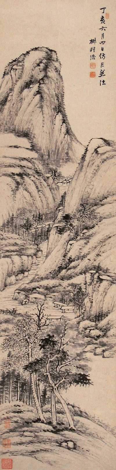 王学浩 丁亥（1827年）作 山水 镜心